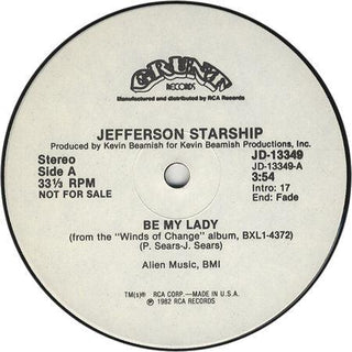 Jefferson Starship- Be My Lady (12”) (Single-Sided) - Darkside Records