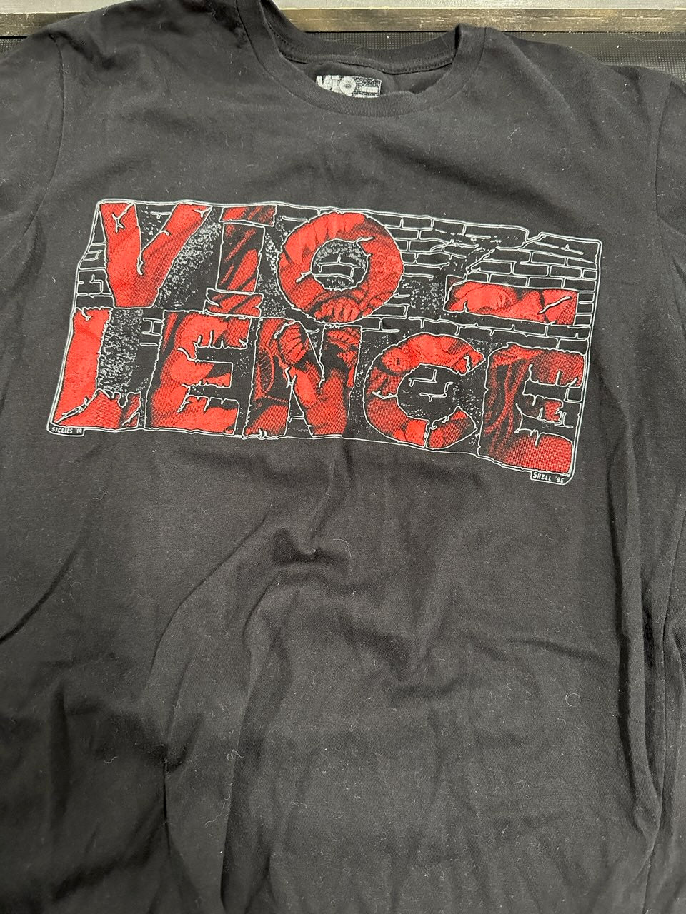 Vio-lence Over The Edge With A Straight Jacket On T-Shirt, Blk, M
