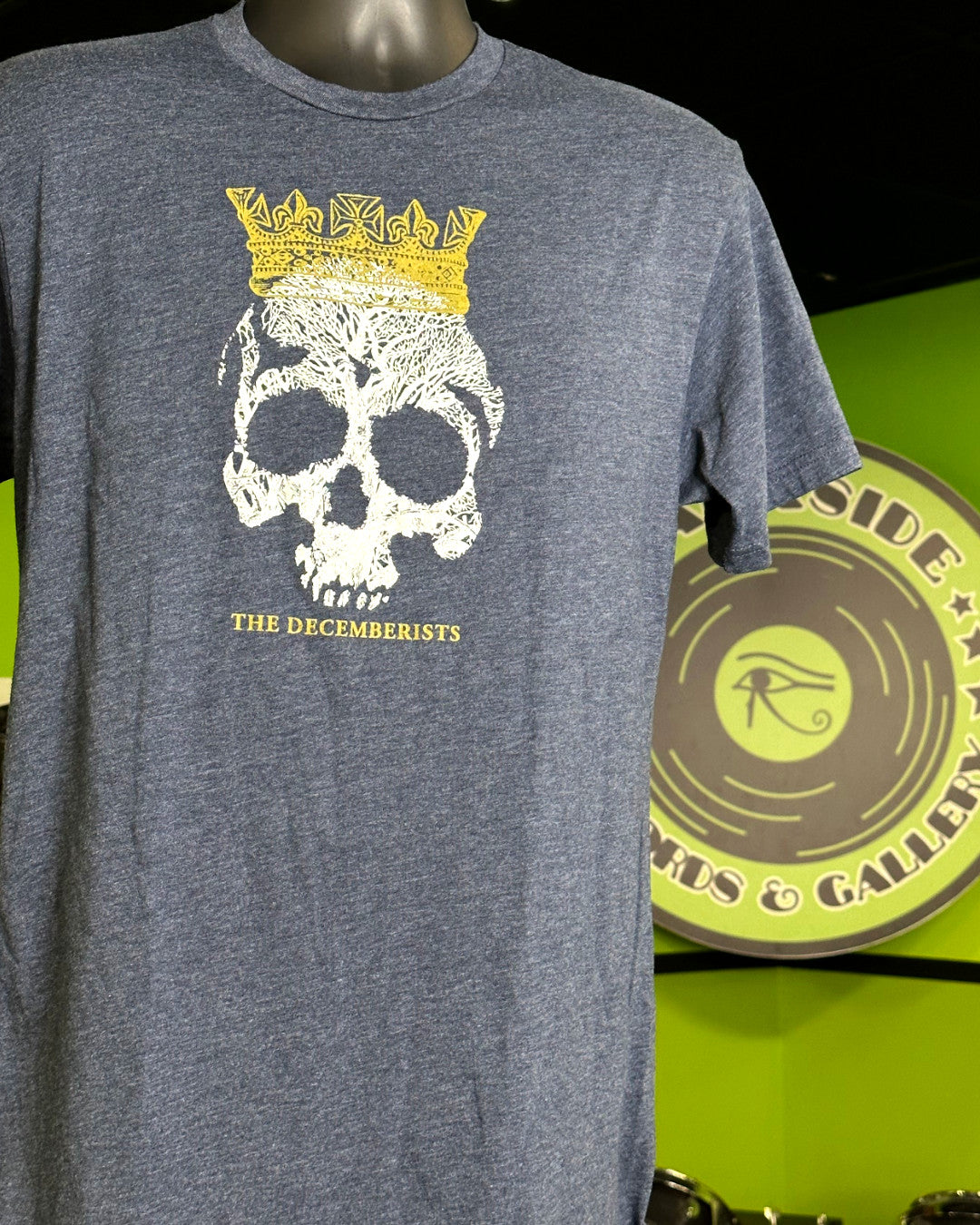 The Decemberists Skull w/Crown Graphic T-Shirt, Light Blue, L - Darkside Records