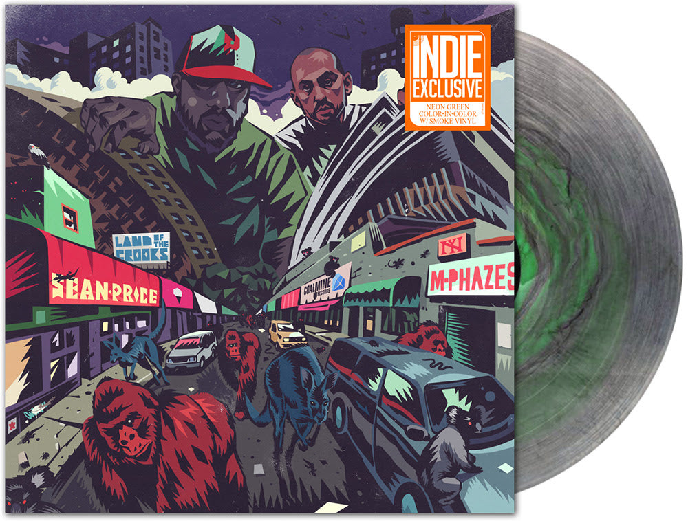 Sean Price & M-Phases- Land Of The Crooks (RSD Essential Neon Green Color-In-Color w/ Smoke Vinyl)